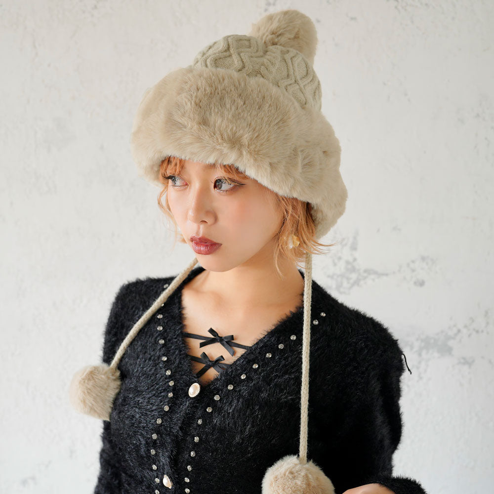 【希少品】FENDI フェンディ　ニット帽　ぽんぽん　ファー　ニット　ホワイト 楽天市場】【9/30～10/1限定・最大2万円OFFクーポン配布中