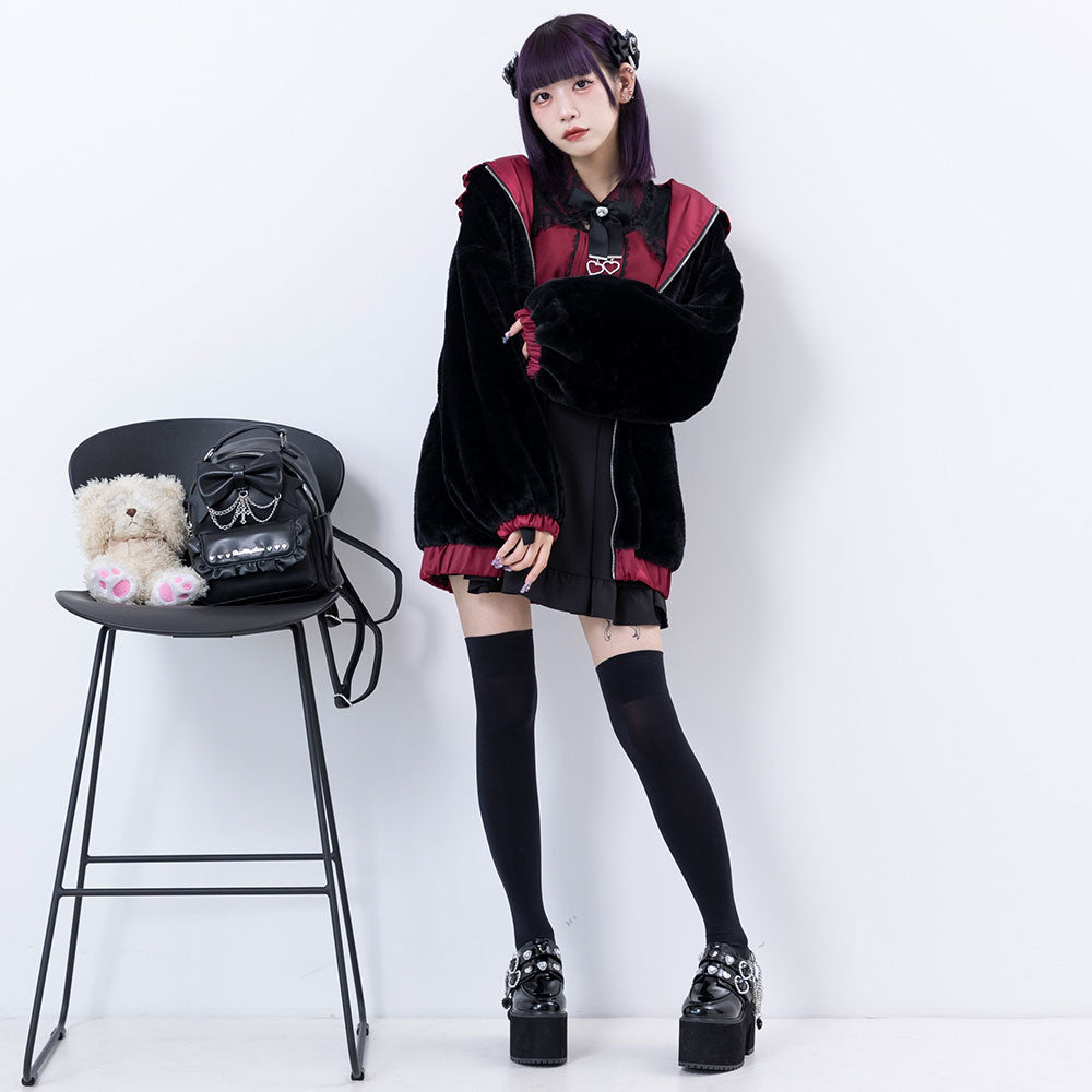 リバーシブルリボンロングブルゾン – レディースファッション