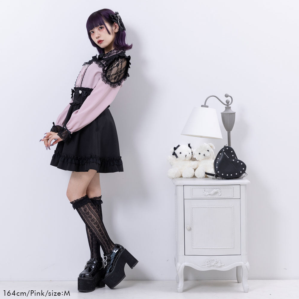 レースフリルハートビジューブラウス – レディースファッション