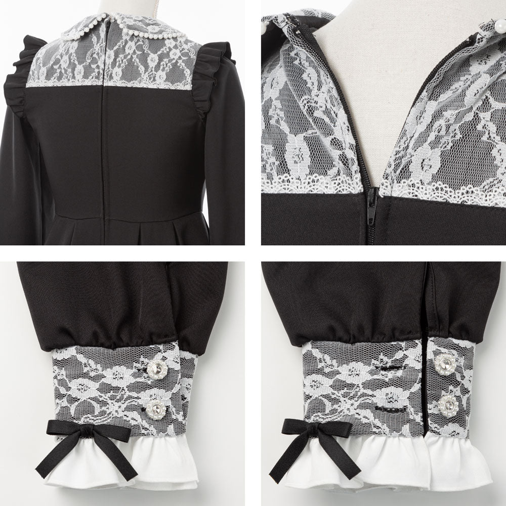 レース重ねパールリボンお嬢様ワンピース – レディース