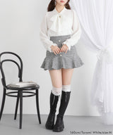 【メール便】シンプルボウタイシャツブラウス　#シワになりにくい【大きいサイズ有り】