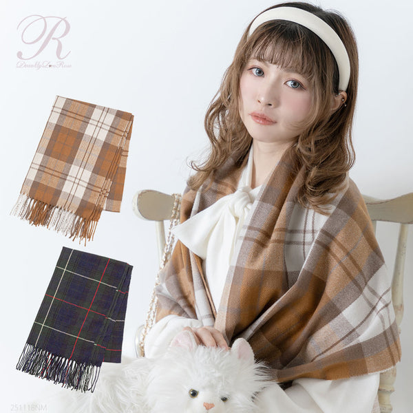 ガーリーチェックストール