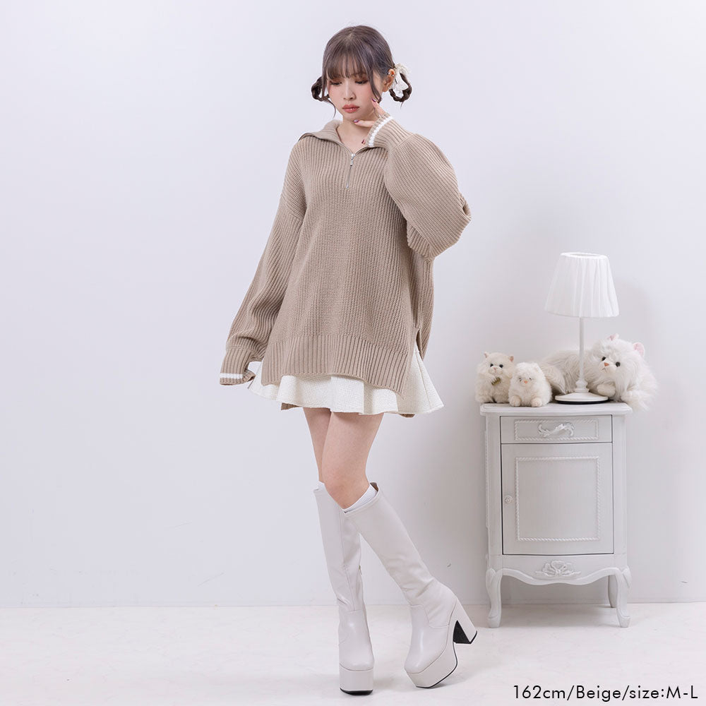 ハーフジップニットチュニック – レディースファッション通販の