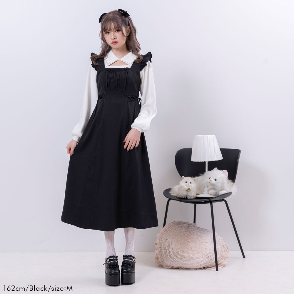 サイドリボンフリルロングジャンスカワンピース – レディース