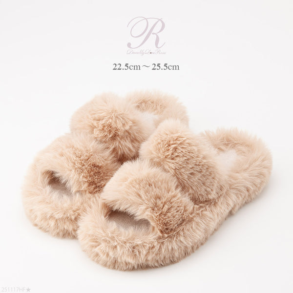 フラッフィ-ファーフラットサンダル