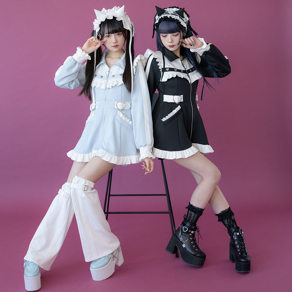 DearMyLove フリルたっぷりメイドジャージワンピース ピンク ミニ DearMyLove フリルたっぷりメイドジャージワンピース ピンク