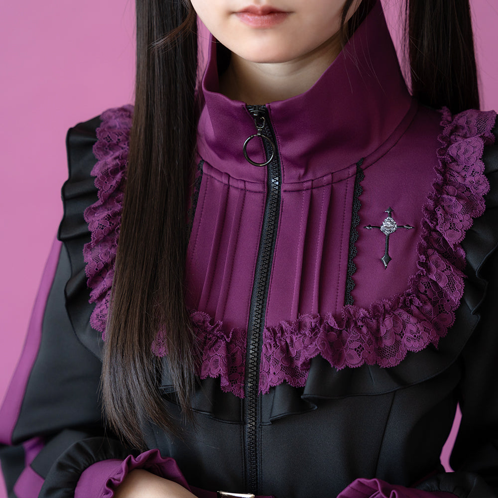Amilige ジャージ セーラーカラーフロントZIPジャージ