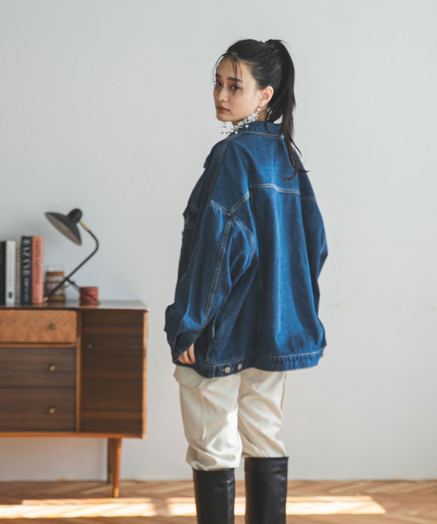 ビッグシルエットデニムジャケット/カラー：ブルー＋シアーレースロングTee EDWIN ONLINE MALL｜Lee SUPERSIZED ビッグシルエットカウボーイ