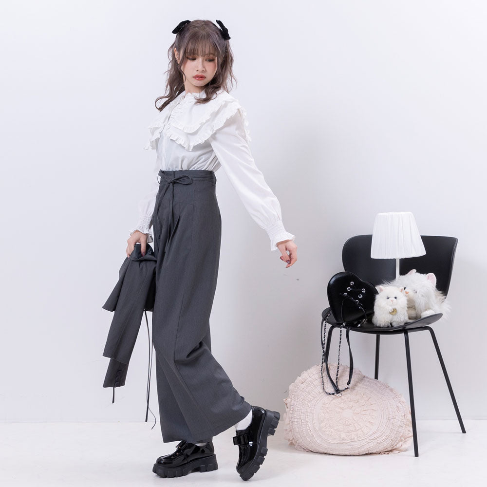 【新品タグ付き】リボンベルト付タックパンツ 新品タグ付き】【雑誌掲載】リボンベルト付タックパンツ