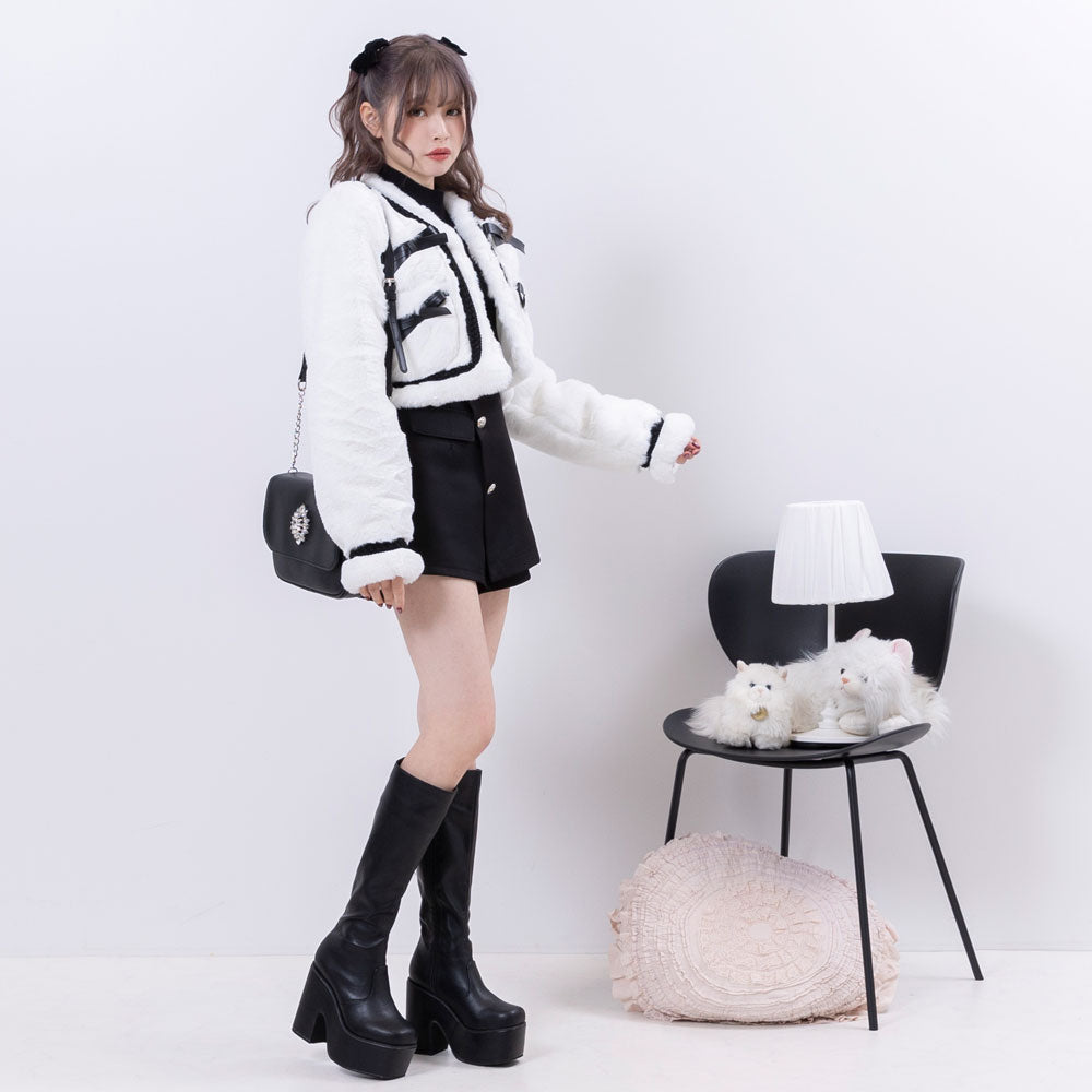 フラッフィ-リボンファージャケット – レディースファッション通販の夢