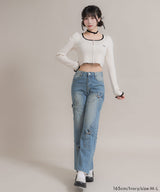 【新春セール】配色ダブルジップリブニットトップス【大きいサイズ有】