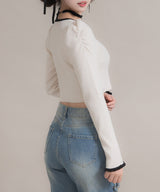 【新春セール】配色ダブルジップリブニットトップス【大きいサイズ有】