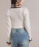 【新春セール】配色ダブルジップリブニットトップス【大きいサイズ有】