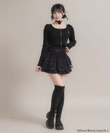 【新春セール】配色ダブルジップリブニットトップス【大きいサイズ有】