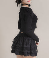 【新春セール】配色ダブルジップリブニットトップス【大きいサイズ有】