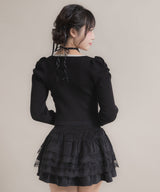 【新春セール】配色ダブルジップリブニットトップス【大きいサイズ有】