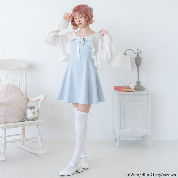 【まとめ買い】【送料無料】レースフリルリボンフレアジャンスカ