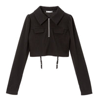 ハーフジップトップス