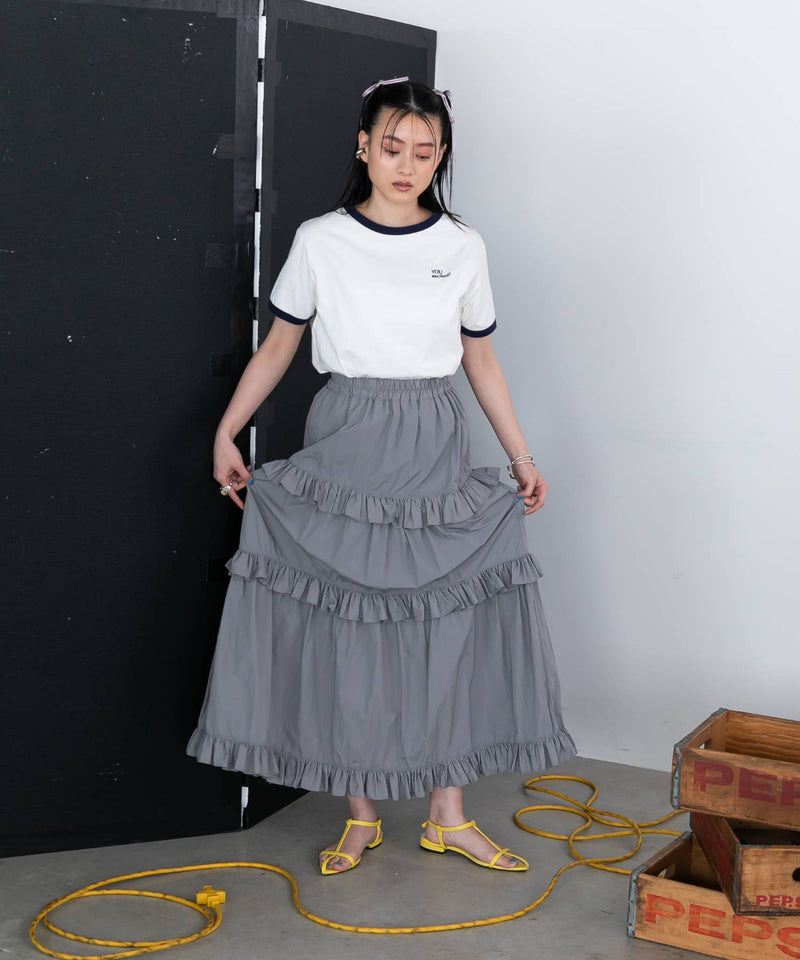 タフタティアードロングスカート