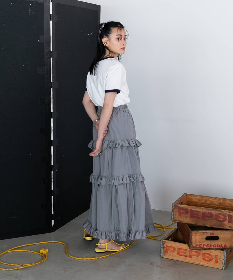 タフタティアードロングスカート