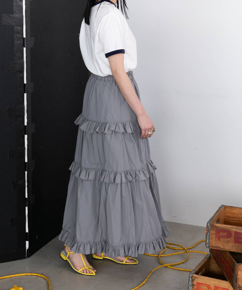 タフタティアードロングスカート