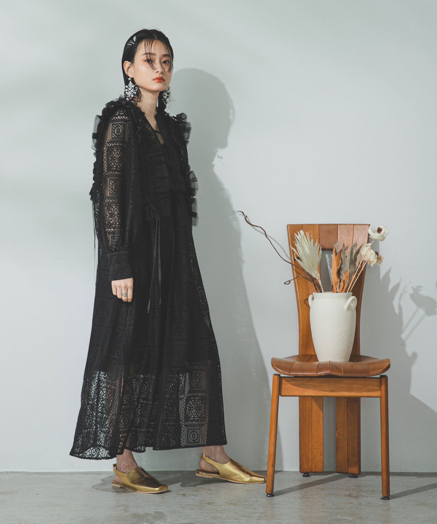 クロシェレースボリュームスリーブロングワンピース – レディース