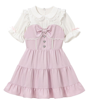 丸襟ビスチェティアードワンピース