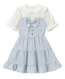 丸襟ビスチェティアードワンピース