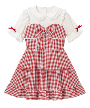 丸襟ビスチェティアードワンピース