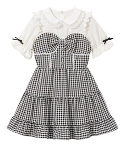 丸襟ビスチェティアードワンピース