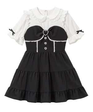 丸襟ビスチェティアードワンピース