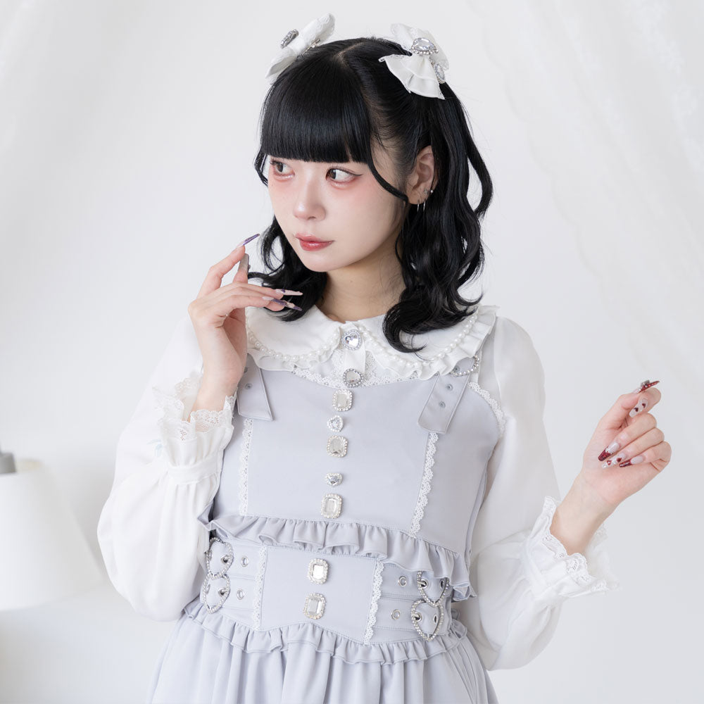 ネイビー系フリルビスチェ nenom/ネノム] 前後2WAY 箔フリルビスチェ（ベスト）｜nenom
