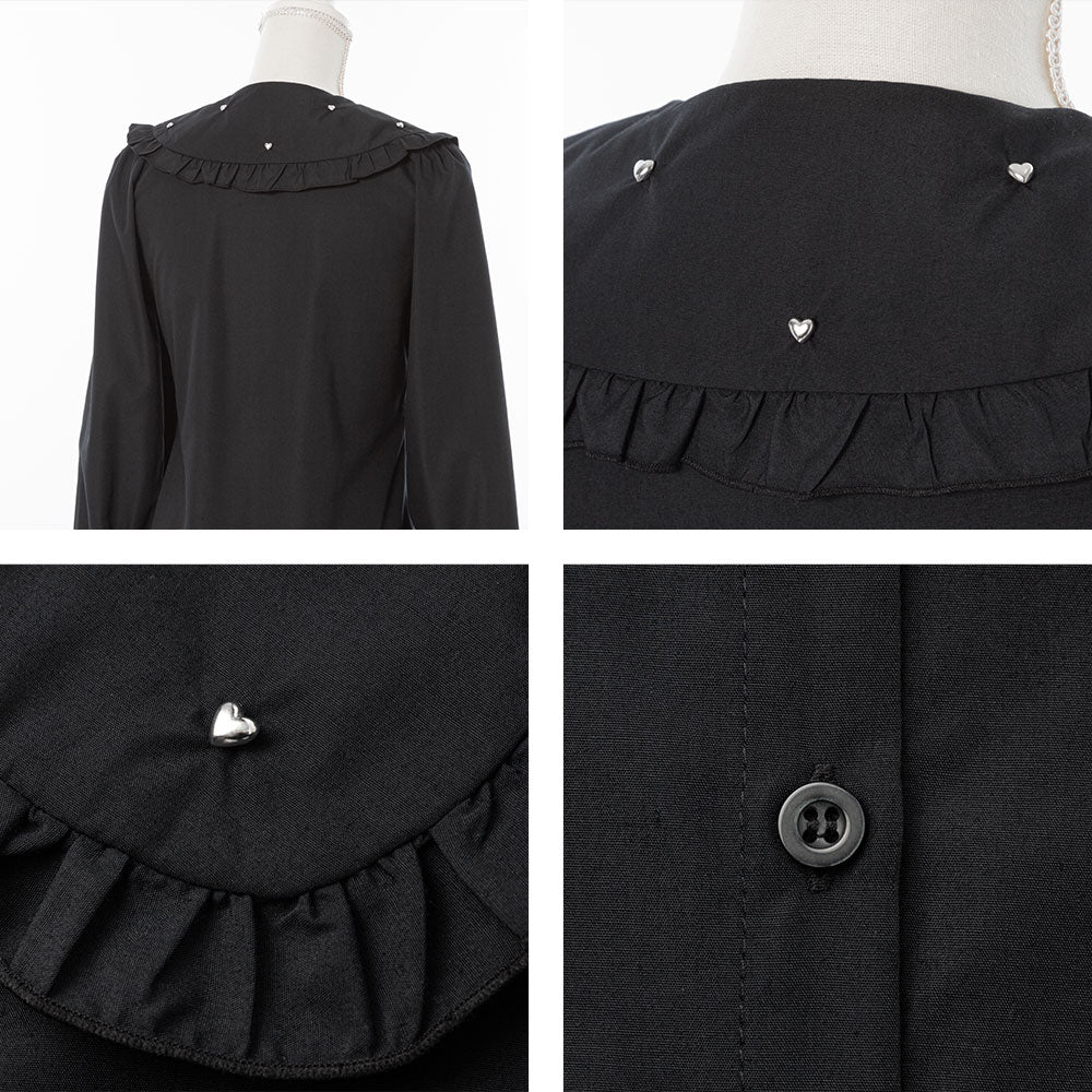 ハートスタッズフリル襟ブラウス – レディースファッション通販