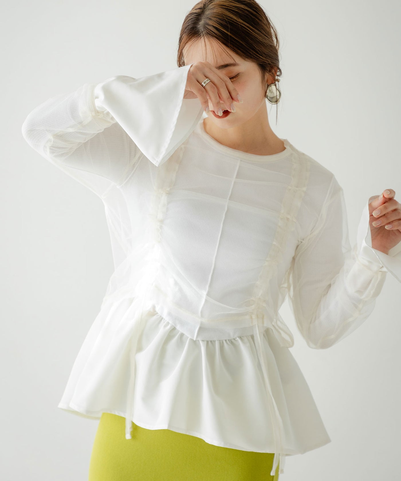 2buy10%OFF対象】【メール便】ダブルシャーリングチュールトップス