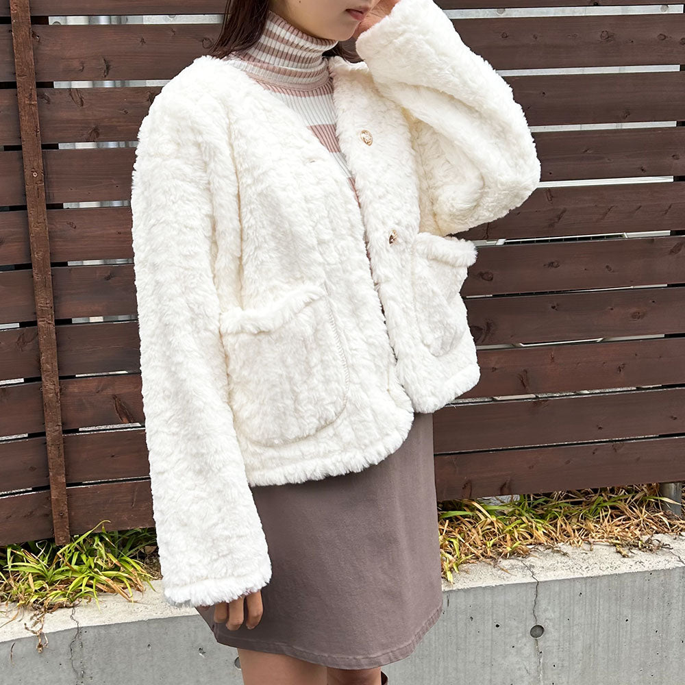 フェイクファーブルゾンジャケット【ボレロ】【コート】 – レディース