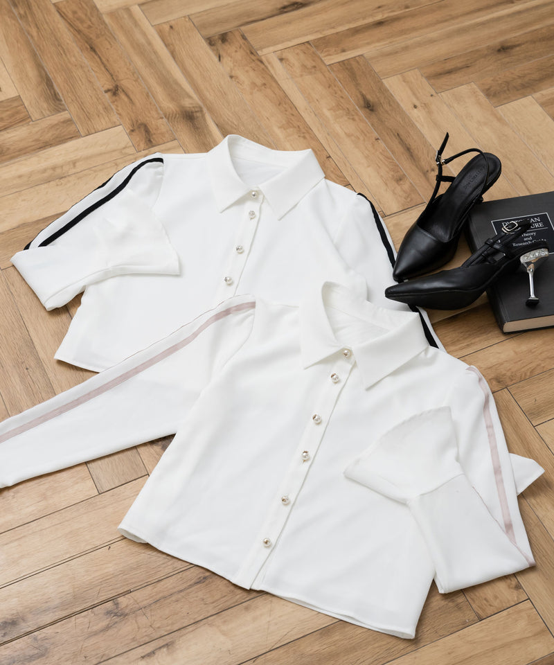 ベルスリーブラインブラウス