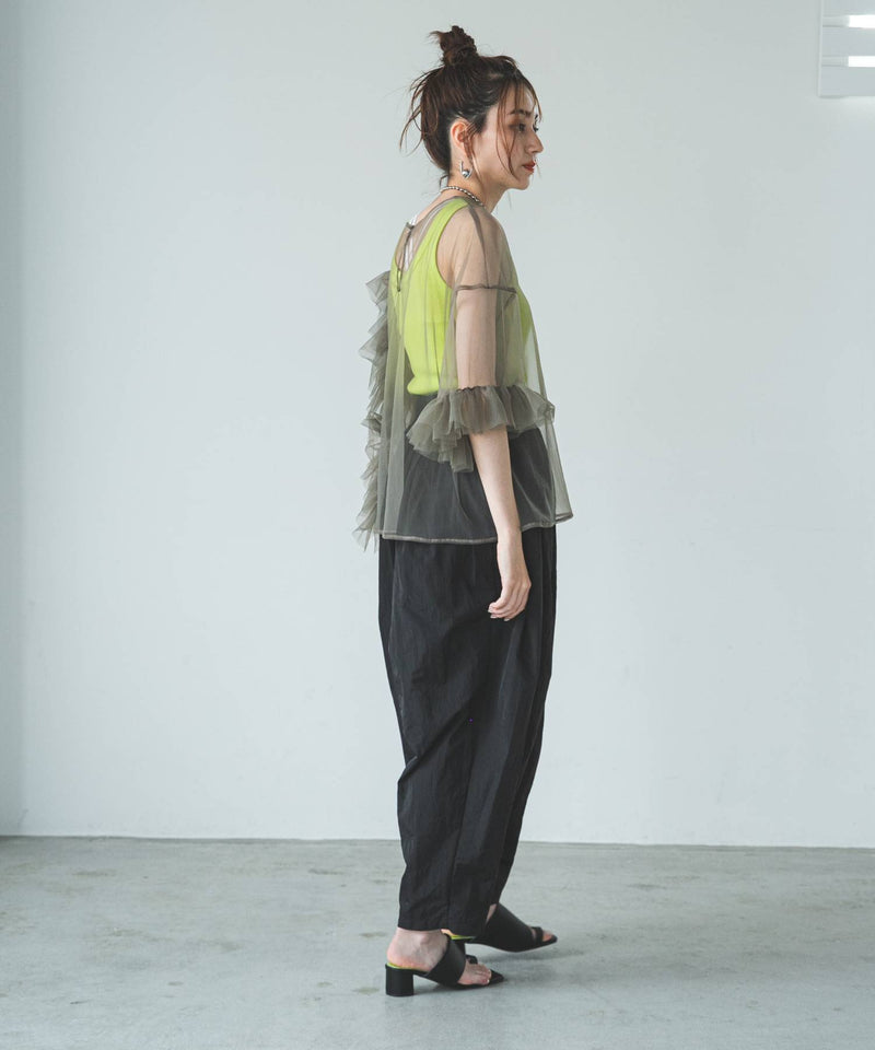 20SS G-タブ ギャザー パンツ ナイロンタフタタックギャザーパンツ – レディースファッション