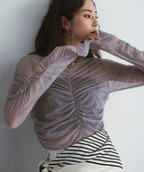 【メール便】シアーギャザートップス【チュール】