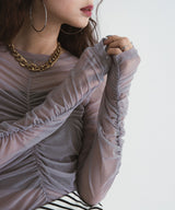 【メール便】シアーギャザートップス【チュール】