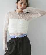 【メール便】シアーギャザートップス【チュール】