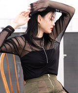 【メール便】シアーギャザートップス【チュール】