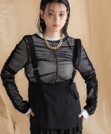 【メール便】シアーギャザートップス【チュール】