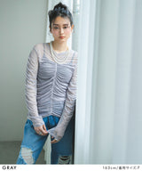 【メール便】シアーギャザートップス【チュール】