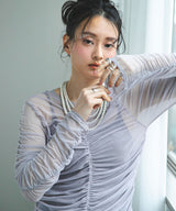 【メール便】シアーギャザートップス【チュール】