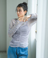 【メール便】シアーギャザートップス【チュール】