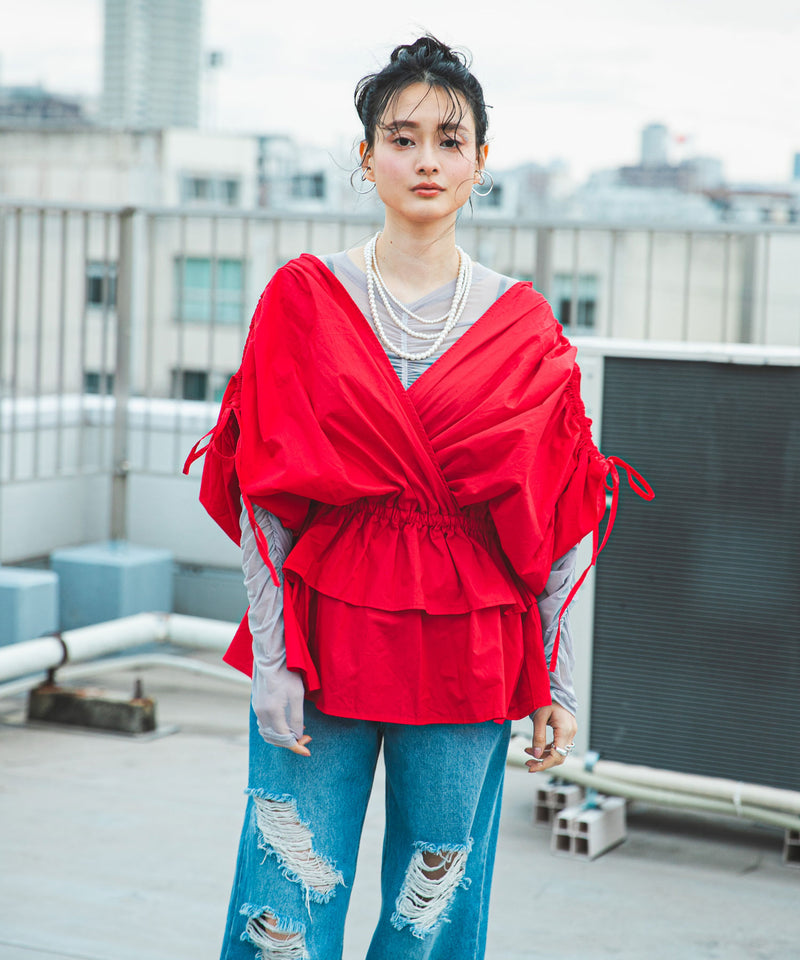 メール便】シアーギャザートップス【チュール】 – レディース