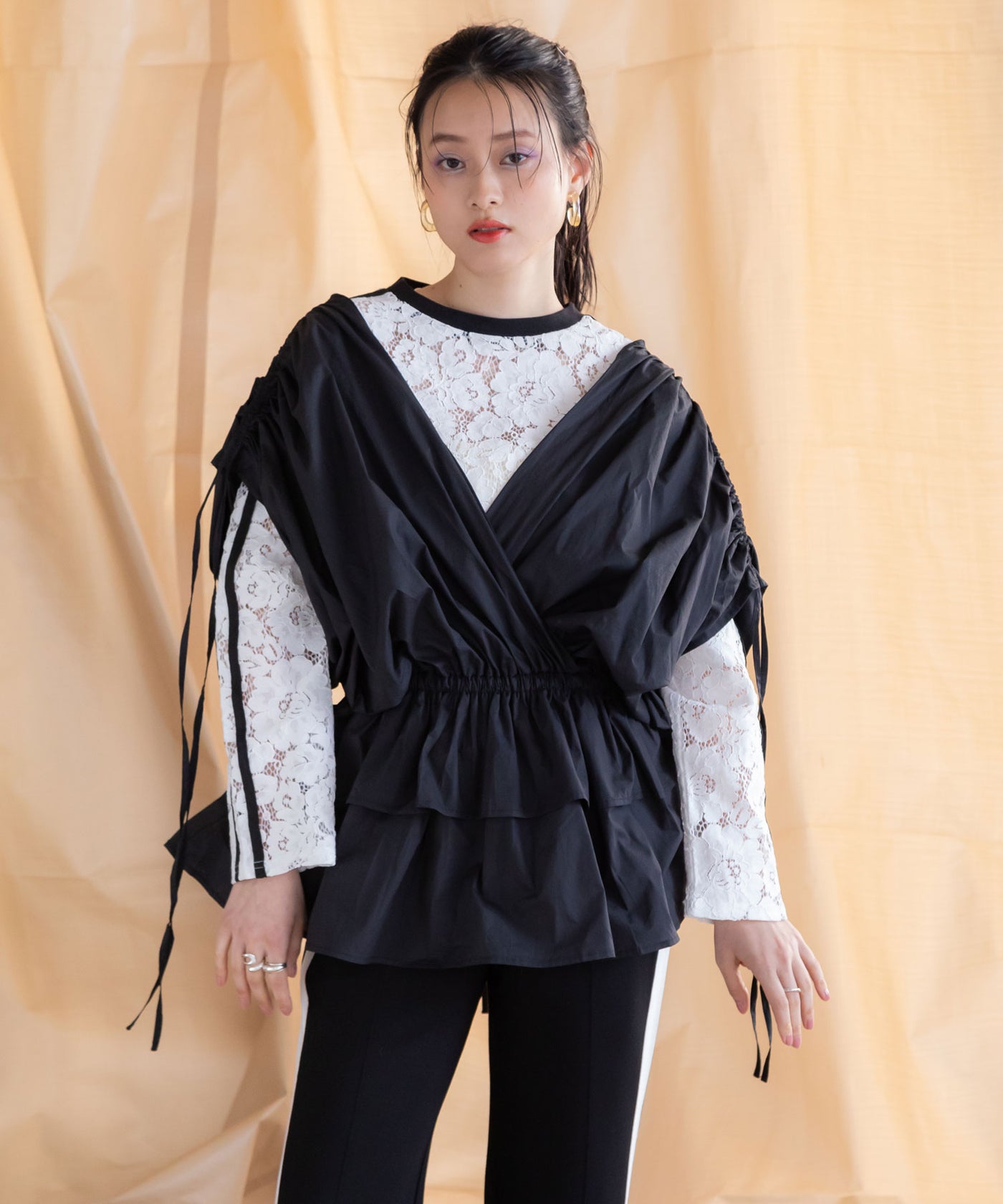 liten リテン　レイヤードフリルブラウスヒヤシンス litenリテンレイヤードフリルブラウス ヒヤシンス - メルカリ