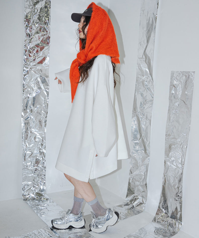 最上もが着用】ボンディングタックスリーブミニワンピース