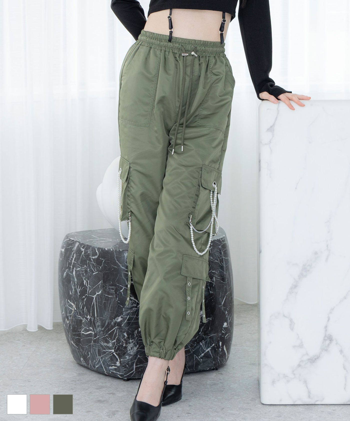 パールチェーンカーゴパンツ – レディースファッション通販の夢展望