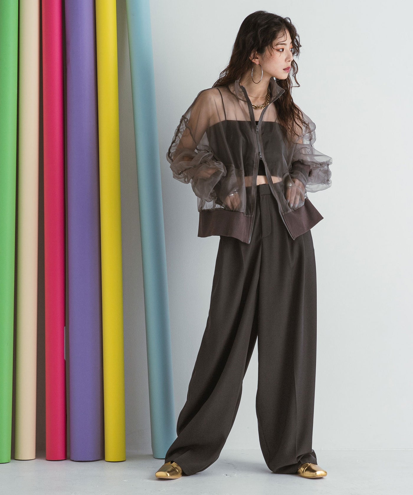 スリーブシャーリングシアーブルゾン【チュール】 – レディース